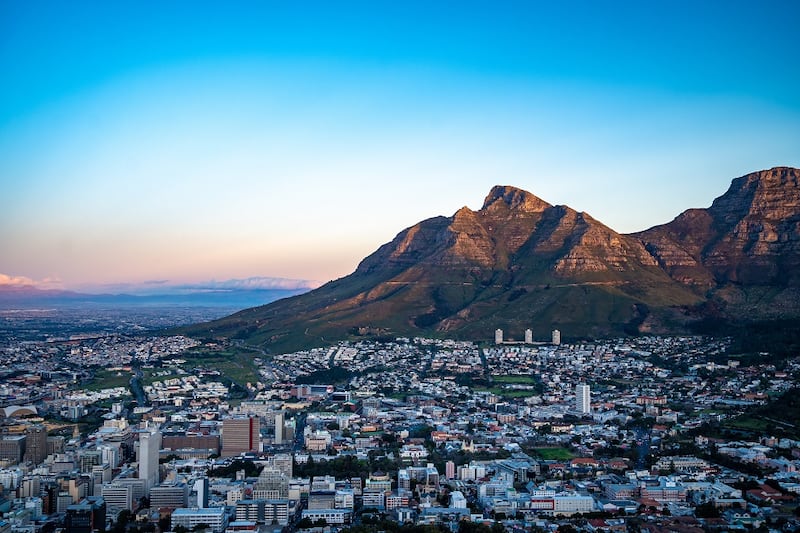 A view of the city from a viewpoint on Signal Hill. Stock photo.